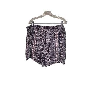 FOREVER 21 + Plus Size 2X Blue White Rayon Shorts Elastic Waist Casual Summer